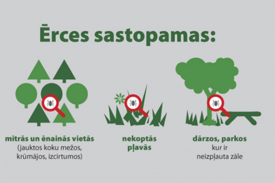 Iestājoties siltākam laikam, aicina piesargāties no ērcēm