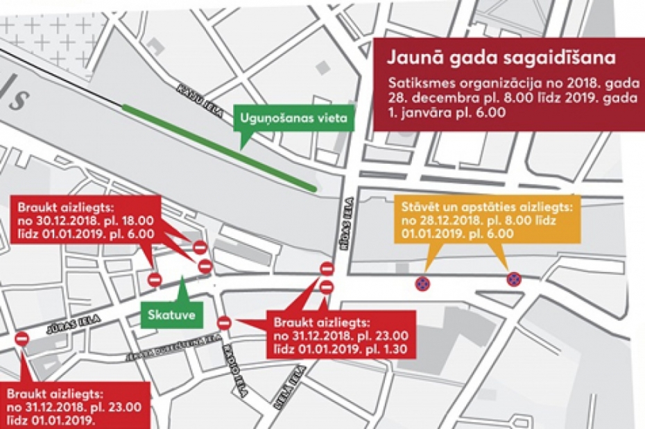 Jaunā gada sagaidīšanas laikā noteikti satiksmes ierobežojumi