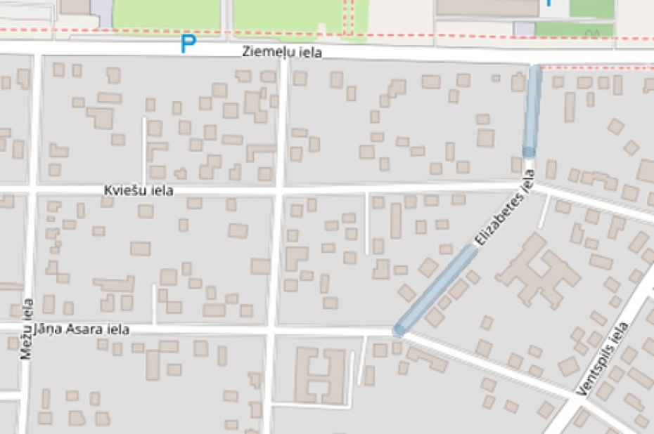 No trešdienas slēgs satiksmi Elizabetes ielas posmā