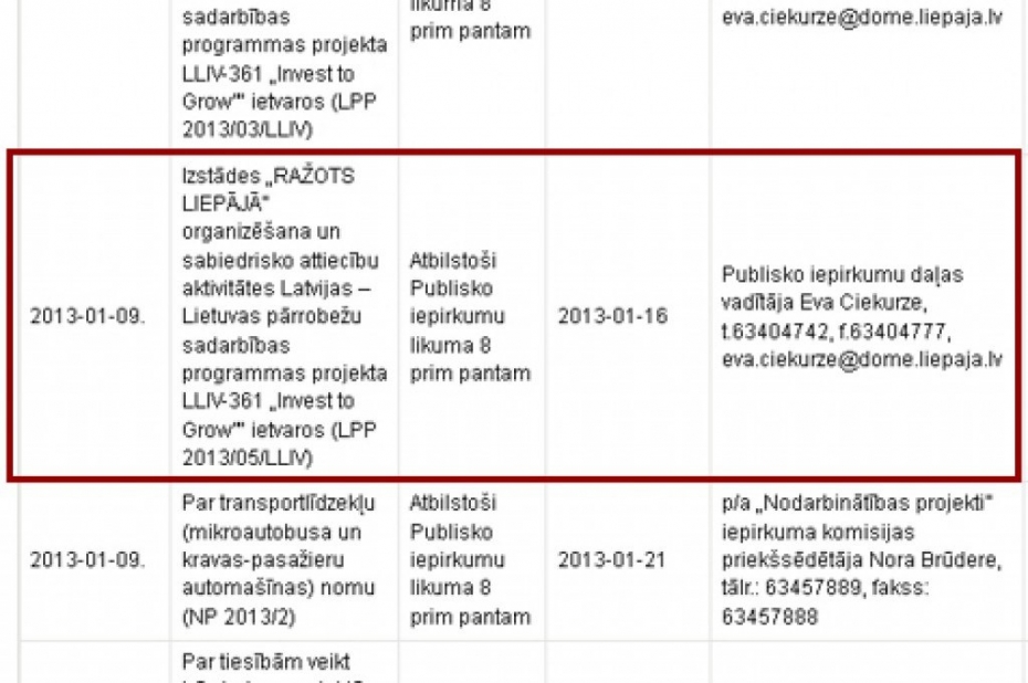 Db.lv: Liepājas dome sludina dubultus iepirkumus