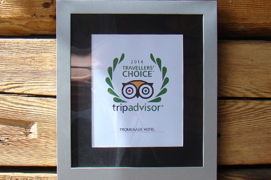 “Promenade Hotel” saņem ceļotāju portāla Tripadvisor.com atzinību