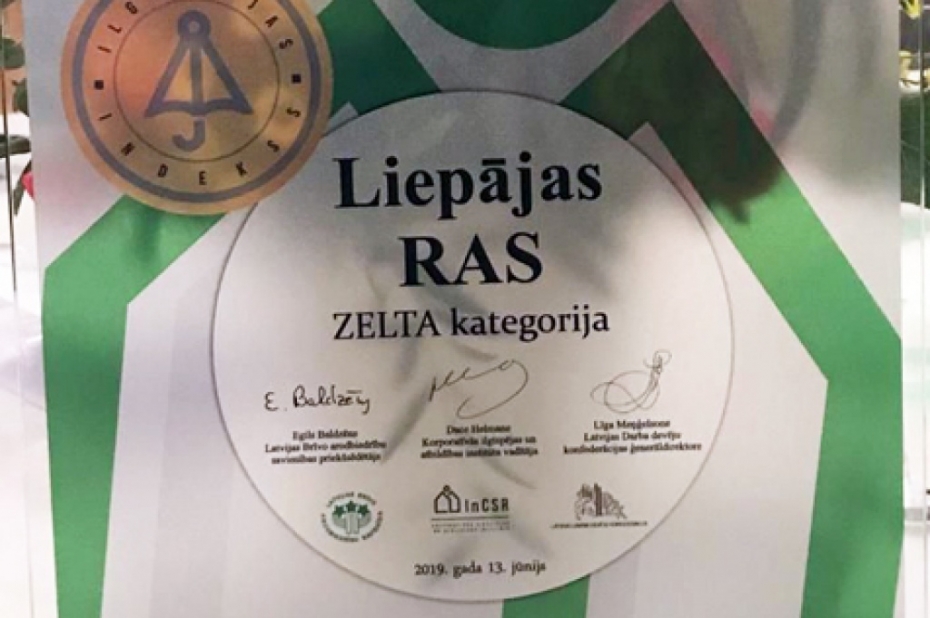 Ilgtspējas indeksā "Liepājas RAS" atkal saņem atzinību