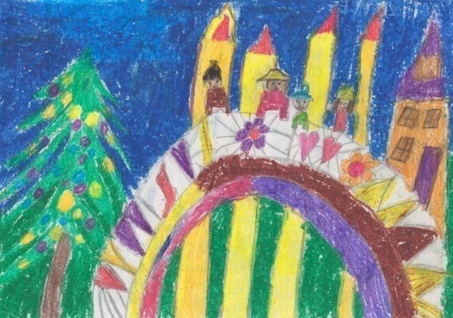 Rosina zīmēt pilsētas Ziemassvētku apsveikumu