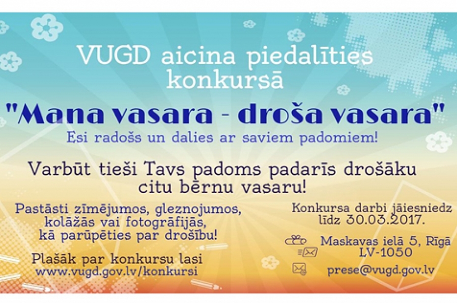 Skolēni var piedalīties konkursā "Mana vasara – droša vasara"