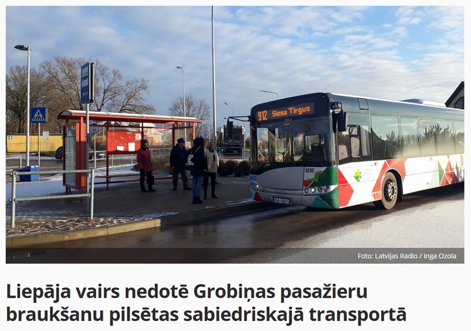 Lsm.lv: Liepāja vairs nedotē Grobiņas pasažieru braukšanu pilsētas sabiedriskajā transportā