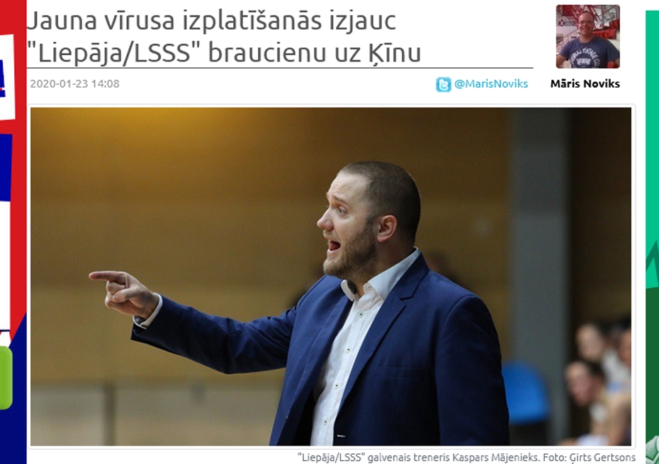 Sportacentrs: Jauna vīrusa izplatīšanās izjauc braucienu uz Ķīnu