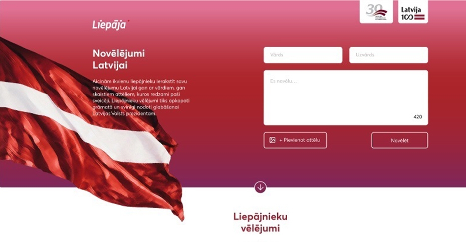 Liepājnieki 4. maijā attālināti nodos sveicienus Latvijai un no tiem veidos grāmatu