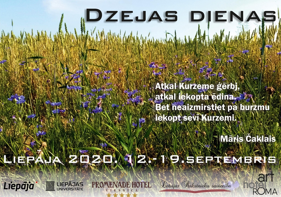 No 12. līdz 19.septembrim Liepājā notiks Dzejas dienas