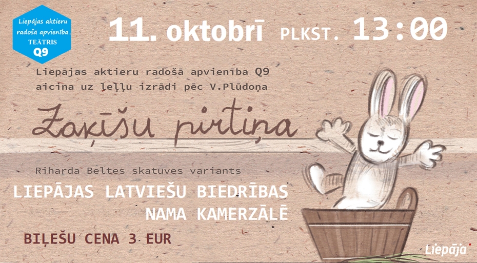Aicina lielus un mazus uz uz bērnu izrādi "Zaķīšu pirtiņa"