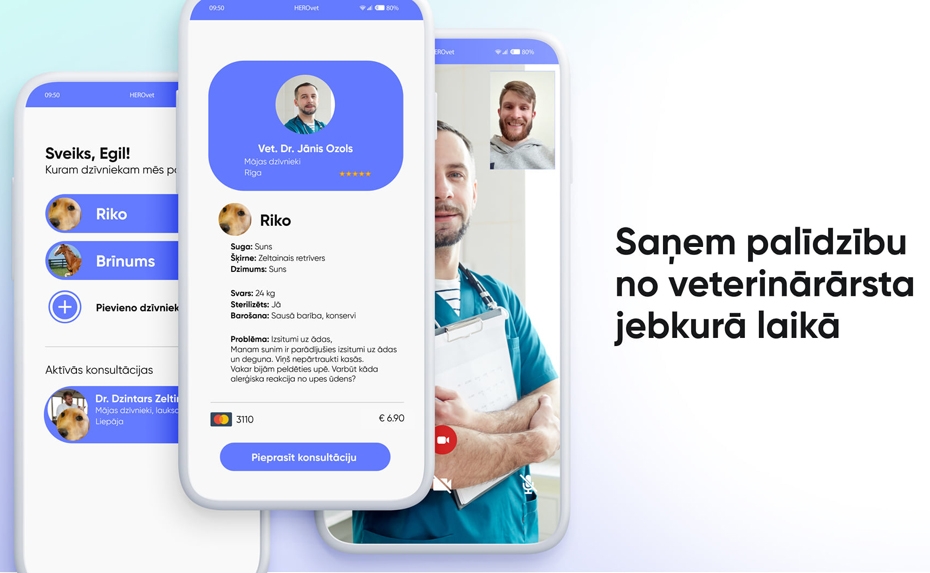 Radīta aplikācija, kurā var sazināties ar veterinārārstiem visā Latvijā