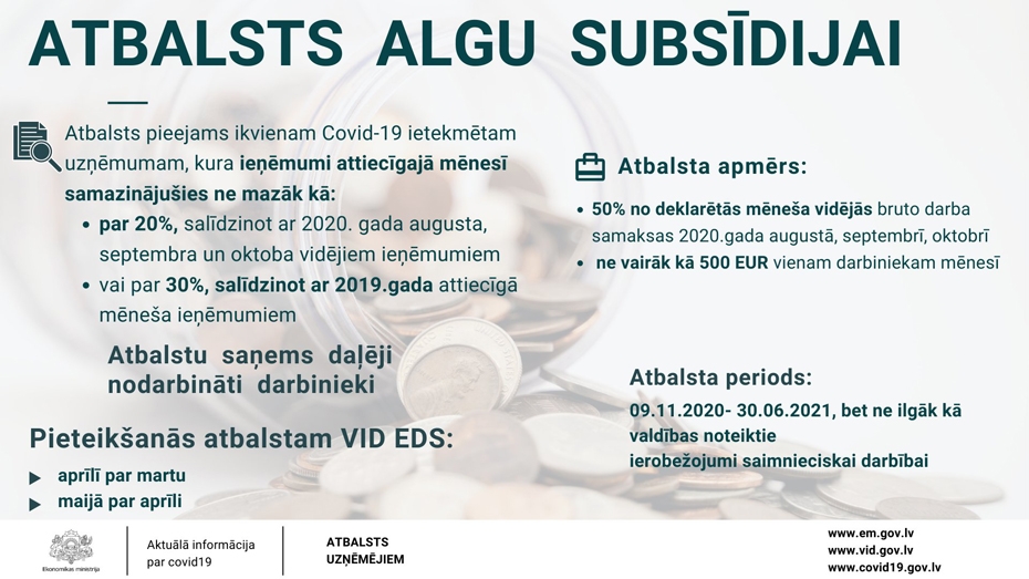 Atbalsta priekšlikumu paplašināt algu subsīdiju saņēmēju loku