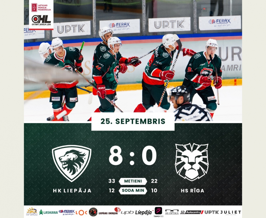 Favorīti, arī HK "Liepāja, svin graujošas uzvaras OHL mačos