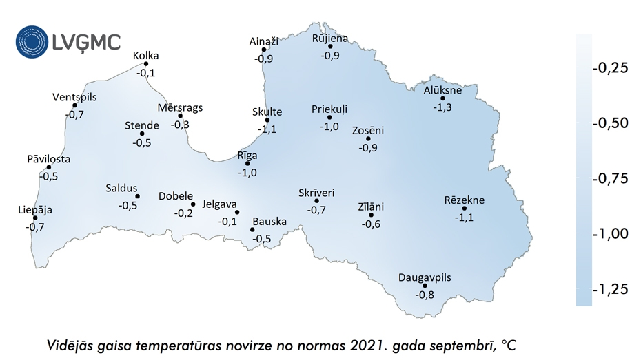 Liepājā pāspēts septembra aukstuma rekords