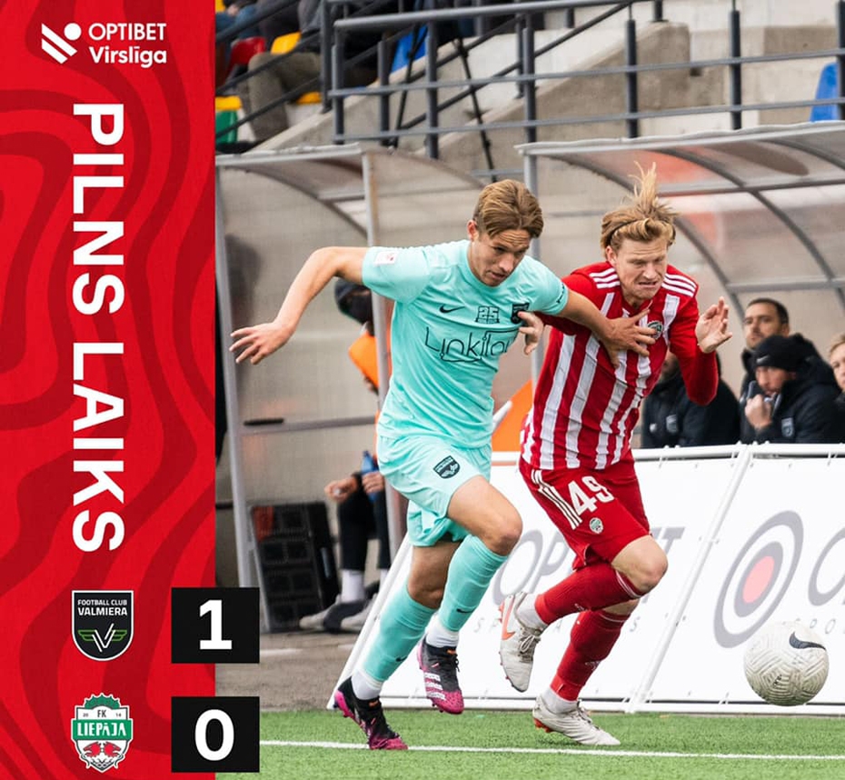 Liepājas futbolisti minimāli piekāpjas "Valmierai"