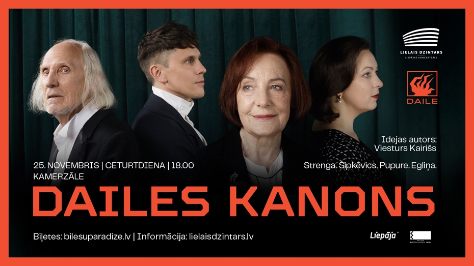 "Lielajā dzintarā" ar koncertciklu "Dailes kanons" viesosies Dailes teātra aktieri 