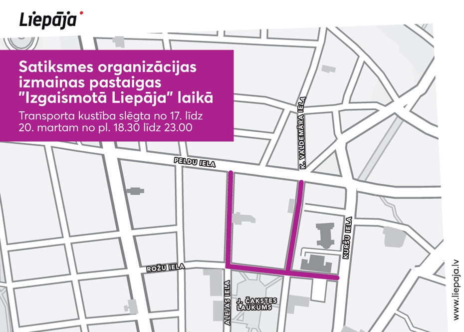 Par satiksmes organizācijas izmaiņām pastaigas "Izgaismotā Liepāja" laikā