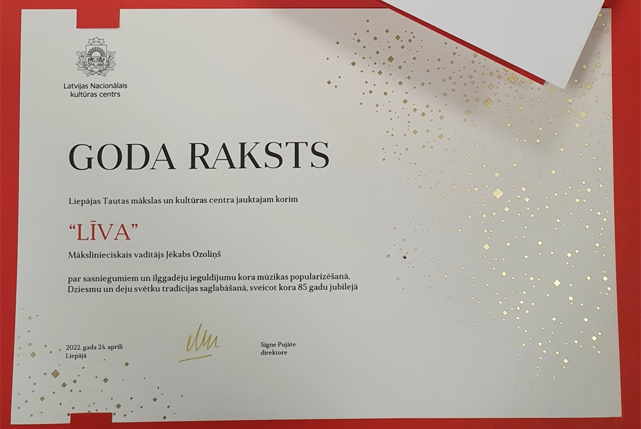 Liepājas kori "Līva" godina 85 gadu jubilejā