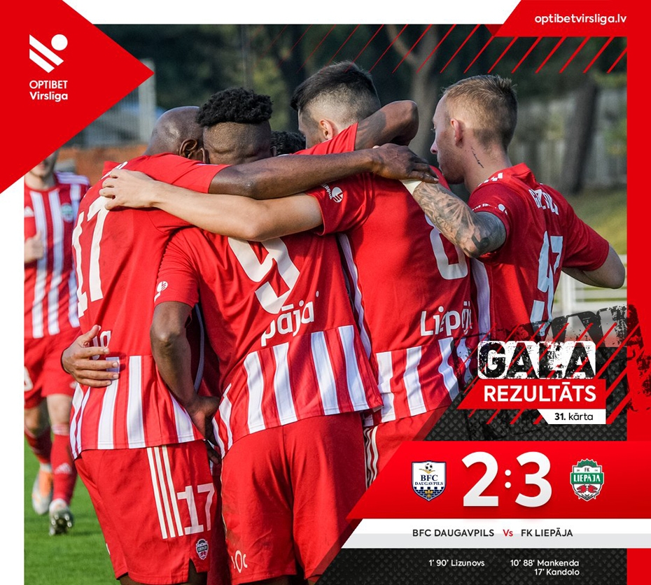 "Liepājas" futbolisti izbraukumā uzvar "Daugavpili"
