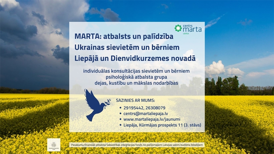Centrs MARTA sniedz atbalstu un palīdzību Ukrainas sievietēm un bērniem