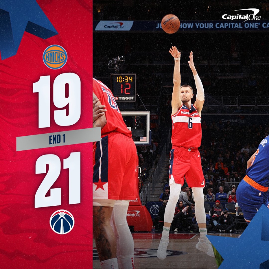 Porziņģim NBA 21 punkts "Wizards" zaudējumā "Knicks" komandai