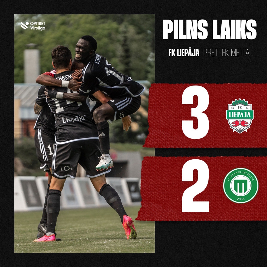 Dodo ar diviem vārtiem nokārto "Liepājas" uzvaru pār "Metta"