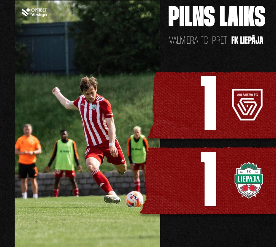  FK "Liepāja" izbraukumā cīnās neizšķirti ar čempioni "Valmieru"