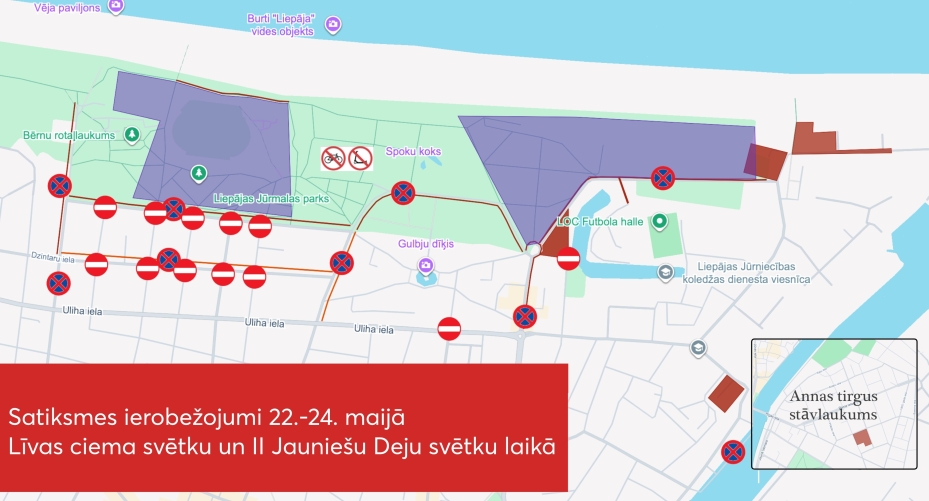 Satiksmes ierobežojumi Līvas ciema svētku un Jauniešu Deju svētku laikā