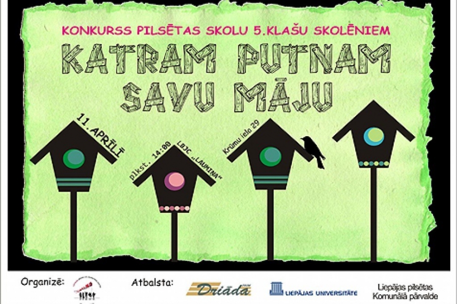 Liepājā notiks konkurss "Katram putnam savu māju"